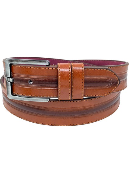 Taba Suni Deri Ortası Desenli Model 4 Cm.lik Spor Kemer - 9023-52-22RL fiyatları