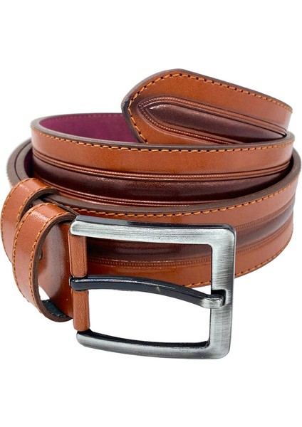 Taba Suni Deri Ortası Desenli Model 4 Cm.lik Spor Kemer - 9023-52-22RL modelleri