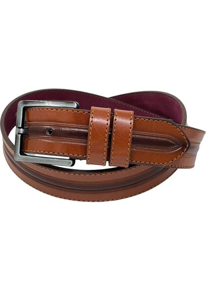 Taba Suni Deri Ortası Desenli Model 4 Cm.lik Spor Kemer - 9023-52-22RL fırsatları