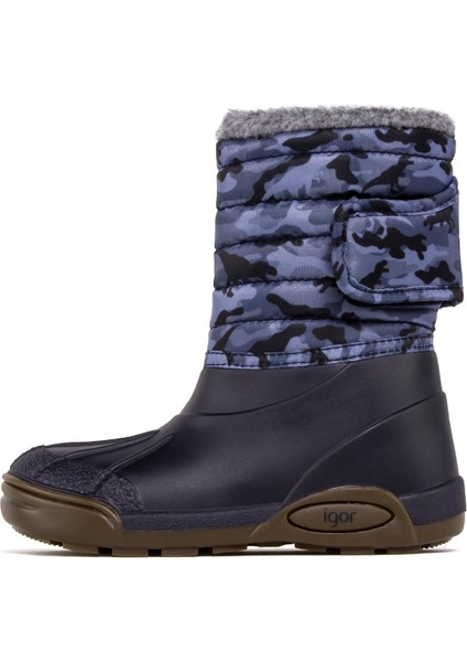 W10210 Topo Ski Camo Çocuk Kürklü Lacivert Kar Botu