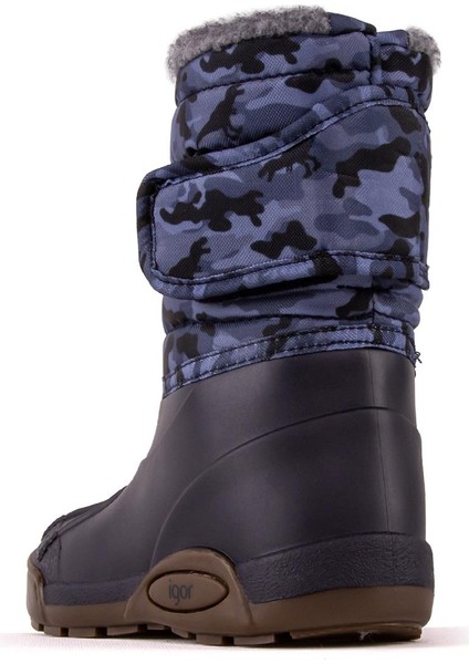 W10210 Topo Ski Camo Çocuk Kürklü Lacivert Kar Botu