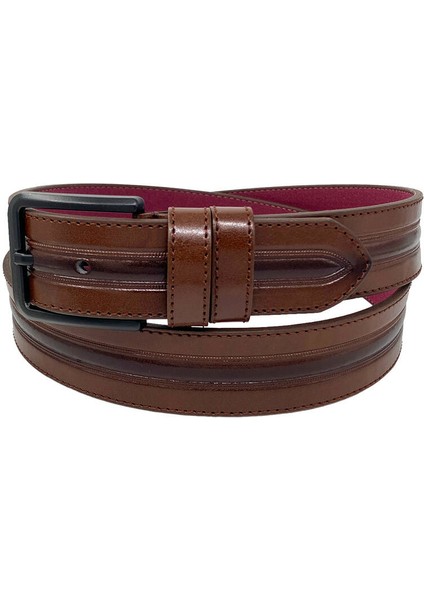 Kahverengi Suni Deri Ortası Desenli Model 4 Cm.lik Spor Kemer - 9013-52-22RL fiyatları