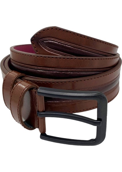Kahverengi Suni Deri Ortası Desenli Model 4 Cm.lik Spor Kemer - 9013-52-22RL modelleri
