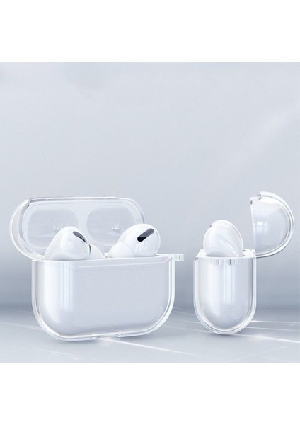Airpods Pro 2 Kılıf Şeffaf Kristal Silikon 360 Tam Koruma 2 Parçalı Şık Tasarım Darbelere Dirençli
