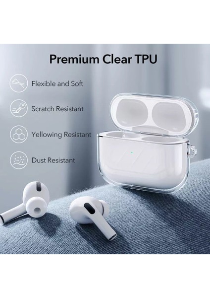 Airpods Pro 2 Kılıf Şeffaf Kristal Silikon 360 Tam Koruma 2 Parçalı Şık Tasarım Darbelere Dirençli