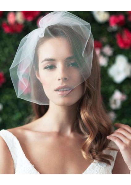 Bba New Trend Sade Tül, Vualet,nikah Kep,nikah Şapkası,veil,gelin Tacı,saç Aksesuar Klipsli