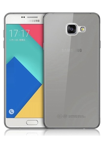 Samsung Galaxy C7 (C7000) Kılıf Soft Silikon Şeffaf-Siyah Arka Kapak