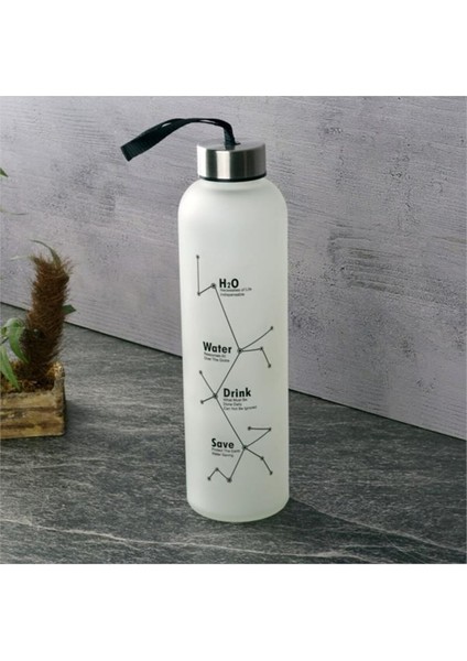 Buzlu Cam Matara 600 ml Gümüş Beyaz H2O88666