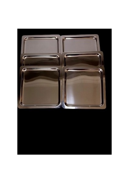 Ayz Home 6'lı Kare Çelik Sunum Tepsisi 21CM*21CM