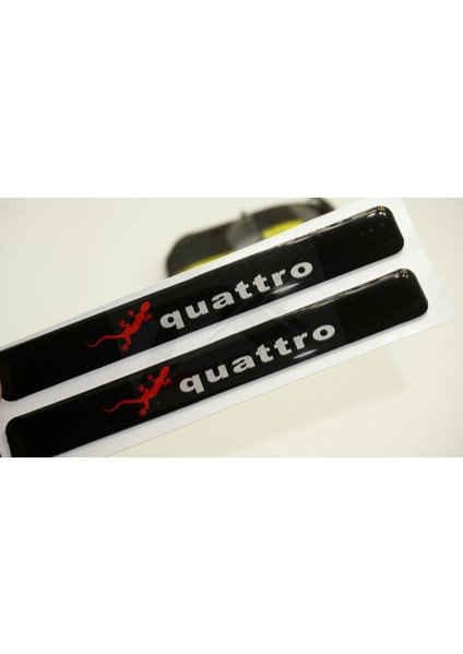 Audi Quattro Gecko Logo 3m 3D Damla Silikon Torpido Ayna Çamurluk Logo Amblem Arma