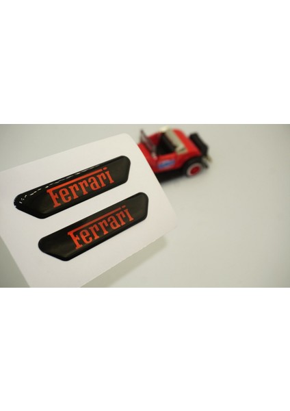 Ferrari Logo Çamurluk Yanı ve Ayna Metalize Damla Desen 3m Logo Arma