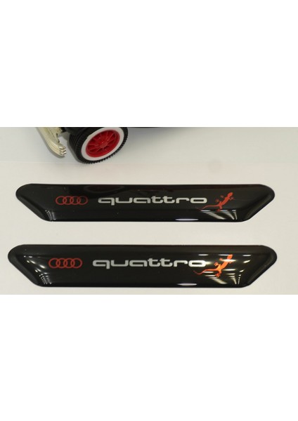Audi Q2 Q3 Q4 Q5 Q7 Quattro Gecko Logo Çamurluk Yanı ve Ayna Metalize Damla Desen 3m Logo Arma