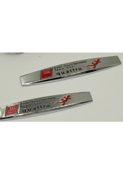 Audi Quattro Gecko Logo Yan Çamurluk 3m 3D Krom Metal Logo Amblem fırsatları