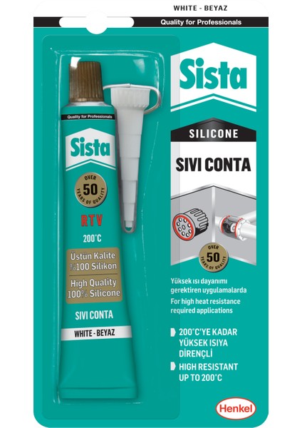 Sista Rtv Silikon Sıvı Conta (200°C) Beyaz 50 gr