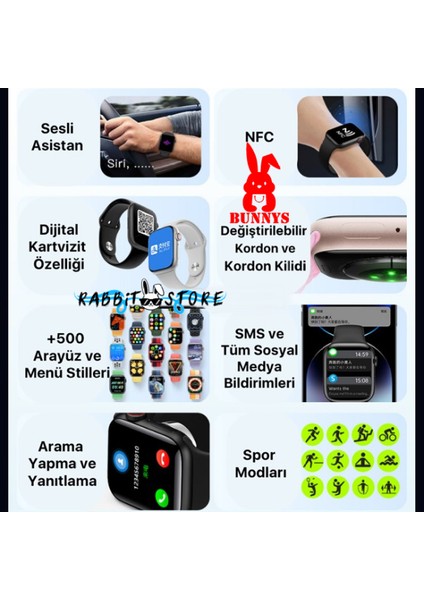 Akıllı Saat Wacht 8 Konuşma ve Müzik Özellikli modelleri