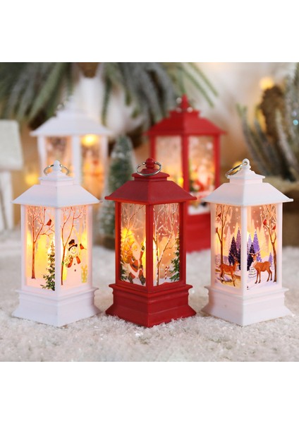 LED Işıklı Mum Noel Baba Kardan Adam Dekor Işık Yılbaşı Işıkları Dekor Masa Lambası Pilli LED Işık
