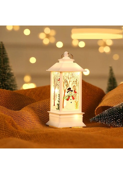 LED Işıklı Mum Noel Baba Kardan Adam Dekor Işık Yılbaşı Işıkları Dekor Masa Lambası Pilli LED Işık
