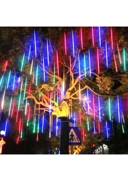 Renkli Meteor LED Işık Akan Işık Renkli Yağmur Damlası Işık Yılbaşı Işıkları Multi Colors Meteor LED Light 3.40 Metre 10 Çubuklu Akan Işık fırsatları