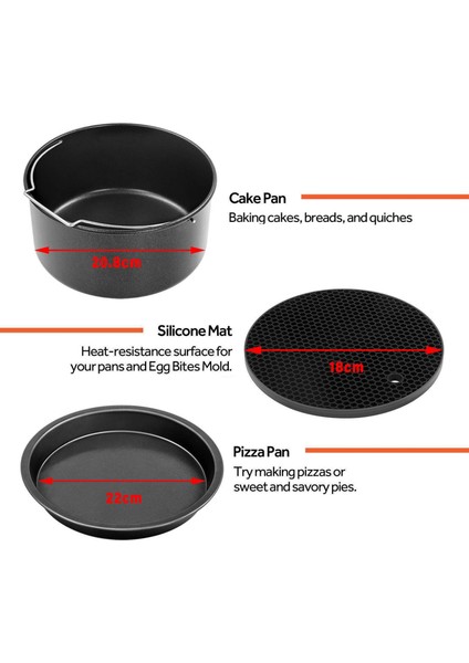 Paslanmaz 8 Adet 9 inç Yui / Xiaomi / Philips / Kumtel Uyumlu Air Fryer Aksesuarı - Siyah / Gümüş (Yurt Dışından) fiyatları