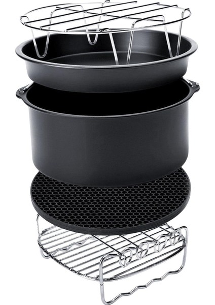 Paslanmaz 8 Adet 9 inç Yui / Xiaomi / Philips / Kumtel Uyumlu Air Fryer Aksesuarı - Siyah / Gümüş (Yurt Dışından) indirimleri