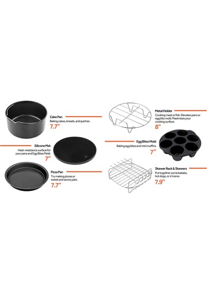 8 "hava Fritöz Aksesuarları Kitleri Şişeler Raf Cupcake Kalpleri Yağ Fırçası Paketi 2 indirimleri