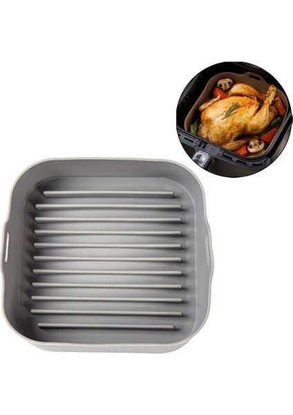 Isıya Dayanıklı Mat Tepsisi Kapak Pot Silikon Pot Gri