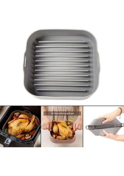 Isıya Dayanıklı Mat Tepsisi Kapak Pot Silikon Pot Gri