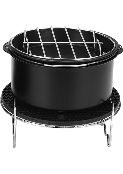 Paslanmaz 6 inç Yui / Xiaomi / Philips / Kumtel Uyumlu Air Fryer Aksesuarı - Siyah / Gümüş (Yurt Dışından) fiyatları