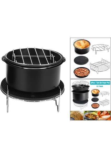 Paslanmaz 6 inç Yui / Xiaomi / Philips / Kumtel Uyumlu Air Fryer Aksesuarı - Siyah / Gümüş (Yurt Dışından) indirimleri