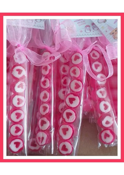 Pembe Kalp Parmak Şeker 25 Adet