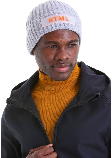 Koyu Gri Pamuklu Düz Örgü Bere