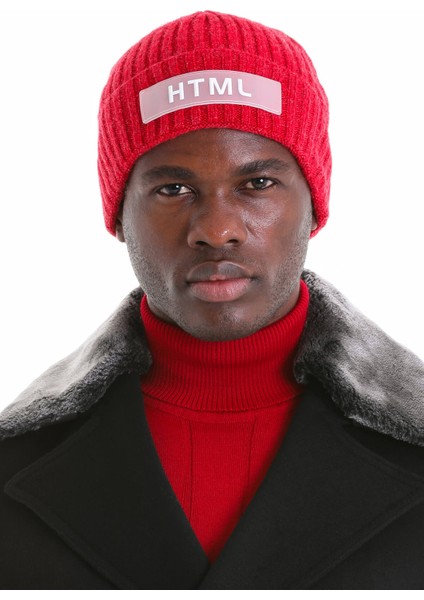 Kırmızı Pamuklu Düz Örgü Bere