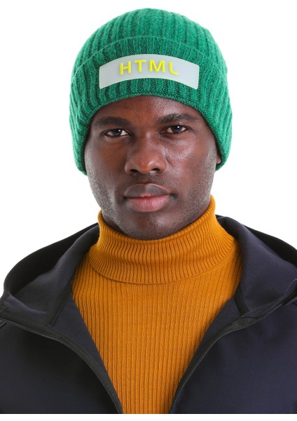 Yeşil Pamuklu Düz Örgü Bere modelleri