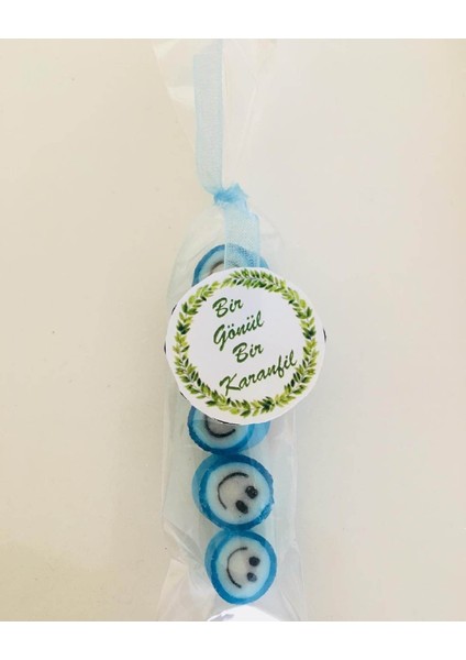 Mavi Gülenyüz Desenli Parmak Şeker 50 Adet fırsatları