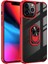 Apple iPhone 13 Pro Max Kılıf Silikon Kenarlı Stand Yüzüklü Manyetik Mola Kapak Kırmızı 1