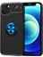 Apple iPhone 13 Mini Kılıf Ravel Yüzüklü Mıknatıslı Stand Focus Silikon Siyah-Mavi 1