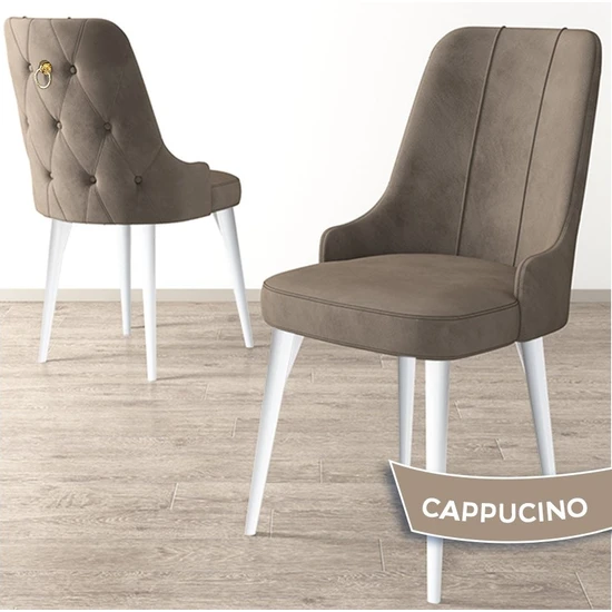 Canisa Concept Newa Serisi   Babyface Kumaş Beyaz Metal Ayaklı Gold Halkalı 1 Adet Sandalye