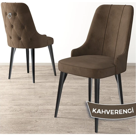 Canisa Concept Newa Serisi  Babyface Kumaş Siyah Metal Ayak Gümüş Halkalı 1 Adet Sandalye