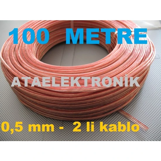 Ata Elektronik 100 Metre 1 Top - Hoparlör Ses Kablosu - 100 Metre Hoparlör - 2* 0.50MM