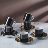 Karaca Siyah Ekoseli 6 Kişilik Kahve Fincan Takımı 80 ml