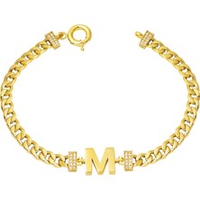 Bilezikci 14 Ayar Altın M Harfli Bileklik
