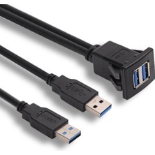 Araba Paneli Flush Monte Monte Dual USB 3.0 Erkek - Kadın Uzatma Kablosu 1m