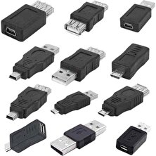 12PCS/SET Otg USB 2.0 Erkek - Kadın Veri Dönüştürücü Adaptörü