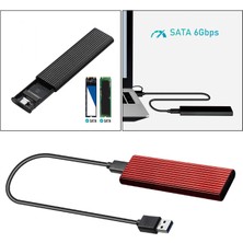 M.2 - USB 3.0 Adaptör Muhafaza Kılıfı 6gbps Destek Uasp Kırmızı