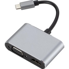 USB タイプ C () - 4K VGA Av Adaptör Video Dönüştürücü