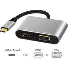 USB タイプ C () - 4K VGA Av Adaptör Video Dönüştürücü