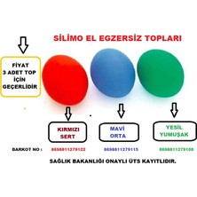 Silimo 3 Lü Set El Bilek Parmak Güçlendirme Egzersiz Topu - Silikon Stres Topu Parmak Güçlendirme Felçli Egzersiz Topu