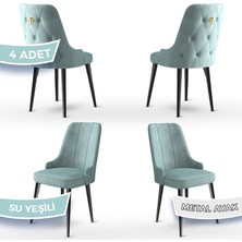 Canisa Concept Newa Serisi, 1.sınıf Babyface Kumaş Siyah Metal Ayak Gold Halka, 4 Adet Sandalye