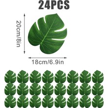 24 Adet 8 Inç Yapay Palmiye Yaprakları, Tropikal Sahte Yapraklar Hawaii Orman Partisi Safari Için Yeşil Sahte Monstera Yaprakları (Yurt Dışından)