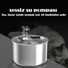 Paslanmaz Çelik Kedi Köpek Su Çeşmesi - Gümüş(Yurt Dışından)